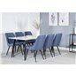 Polar Dining Table - 180*90*H75 - White / Black, Velvet Deluxe Dining Chair - Black Legs - Blue Fabric_6