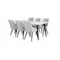 Polar Dining Table - 180*90*H75 - White / Black, Velvet Deluxe Dining Chair - Black Legs - Light Grey Fabric_6