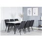 Polar Dining Table - 180*90*H75 - White / Black, Velvet Deluxe Dining Chair - Black Legs - Black Fabric_6