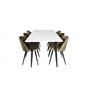 Polar Dining Table - 180*90*H75 - White / Black, Velvet Dining Chiar - Black legs - Dusty Green Velvet_6