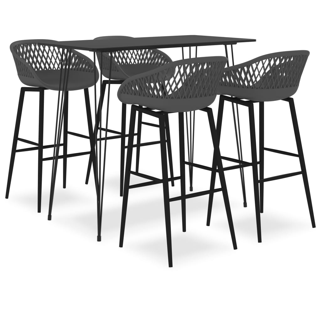  Bargrupp 5 delar svart och grå