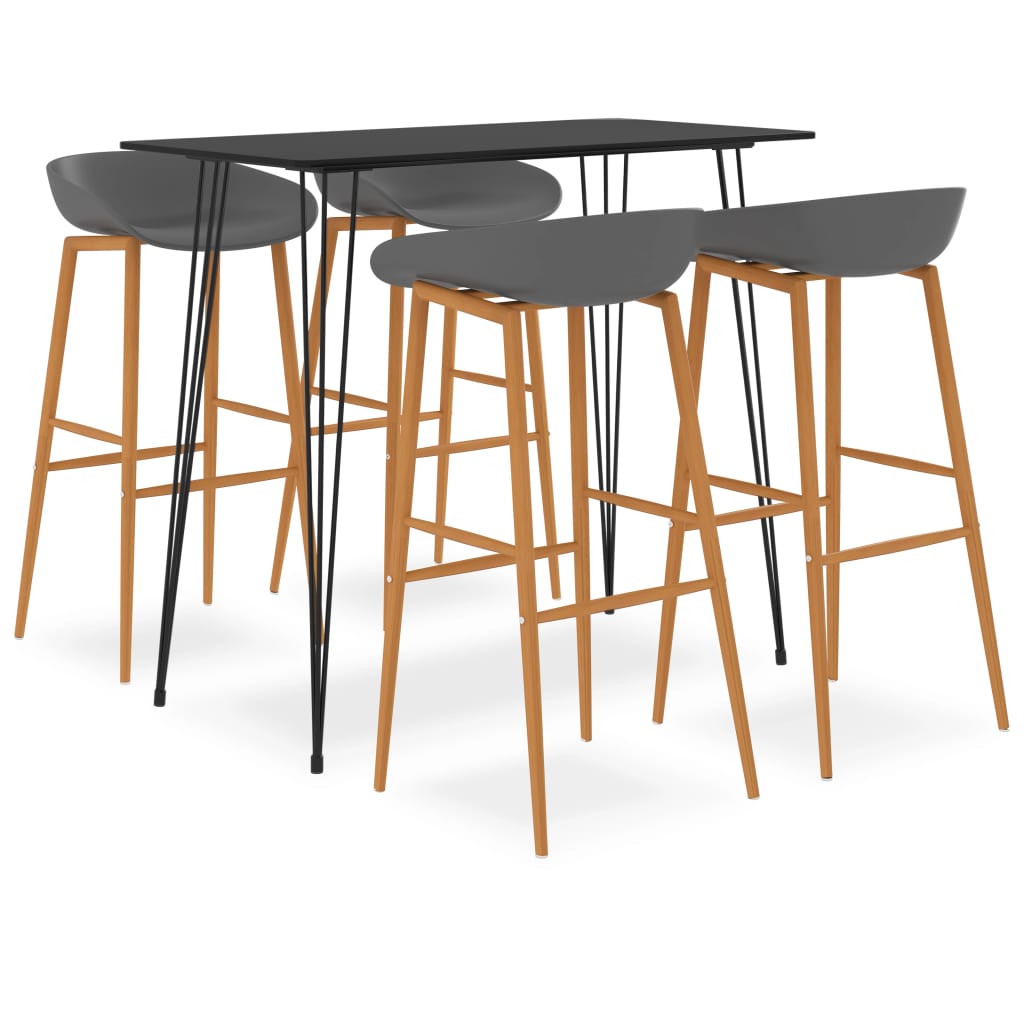 Bargrupp 5 delar svart och grå
