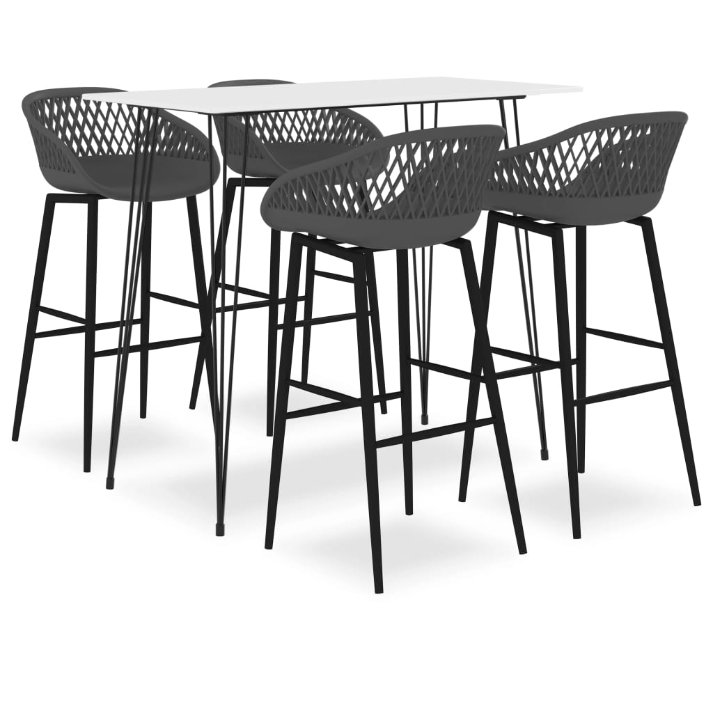  Bargrupp 5 delar vit och grå