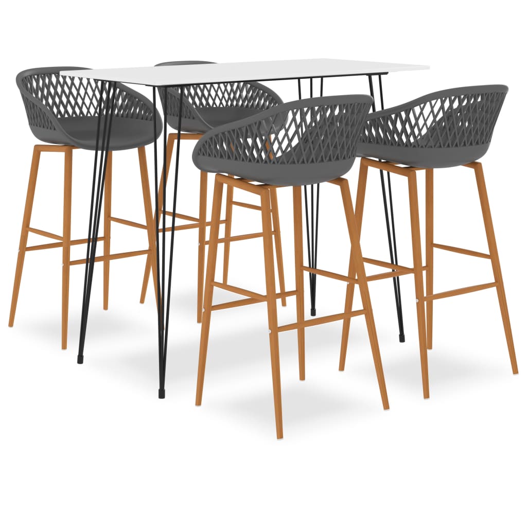  Bargrupp 5 delar vit och grå