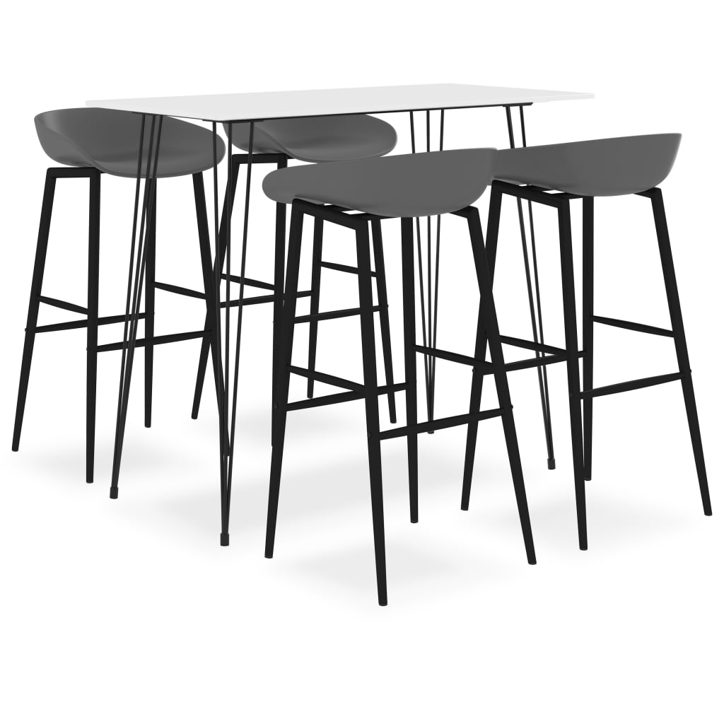  Bargrupp 5 delar vit och grå