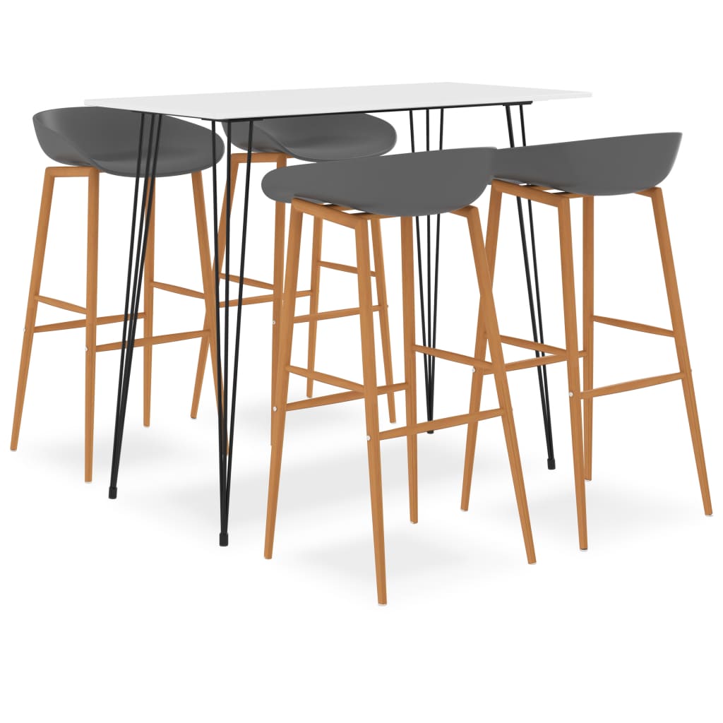  Bargrupp 5 delar vit och grå