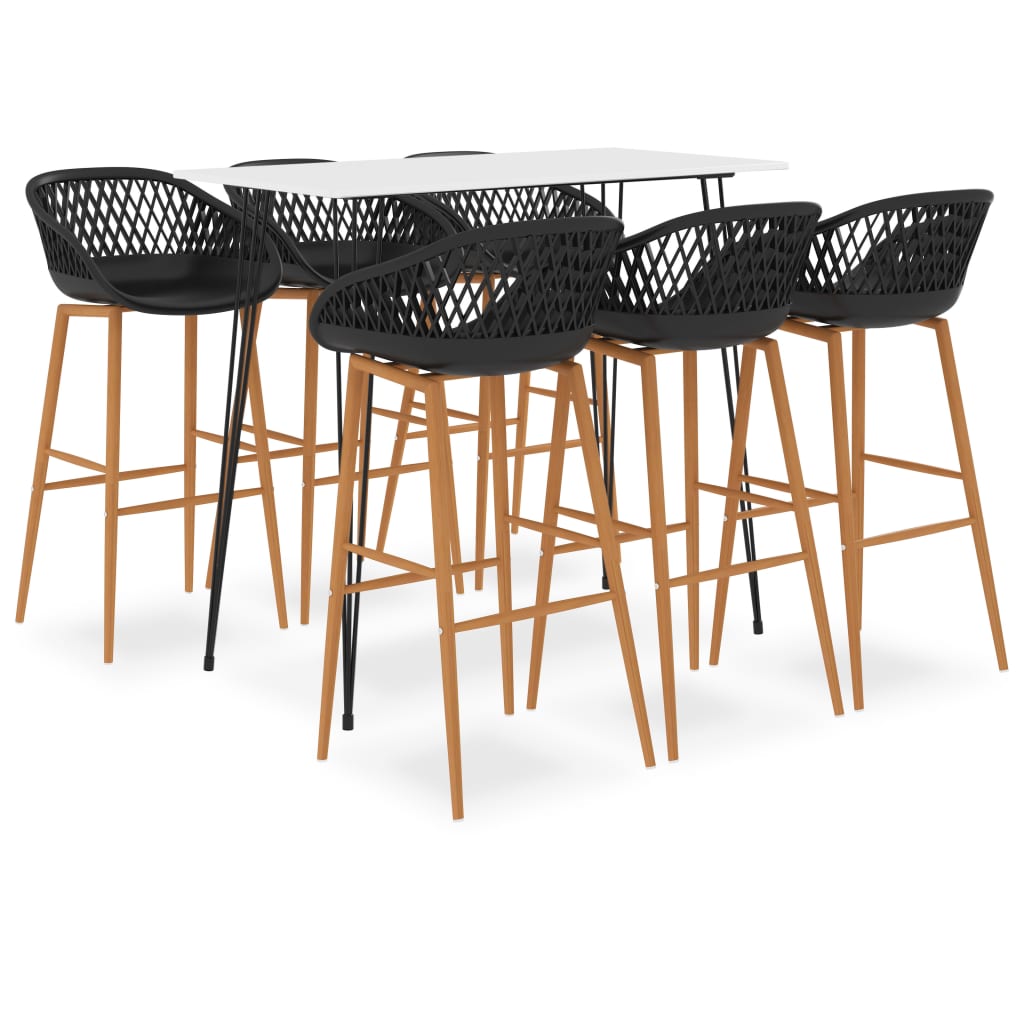  Bargrupp 7 delar vit och svart