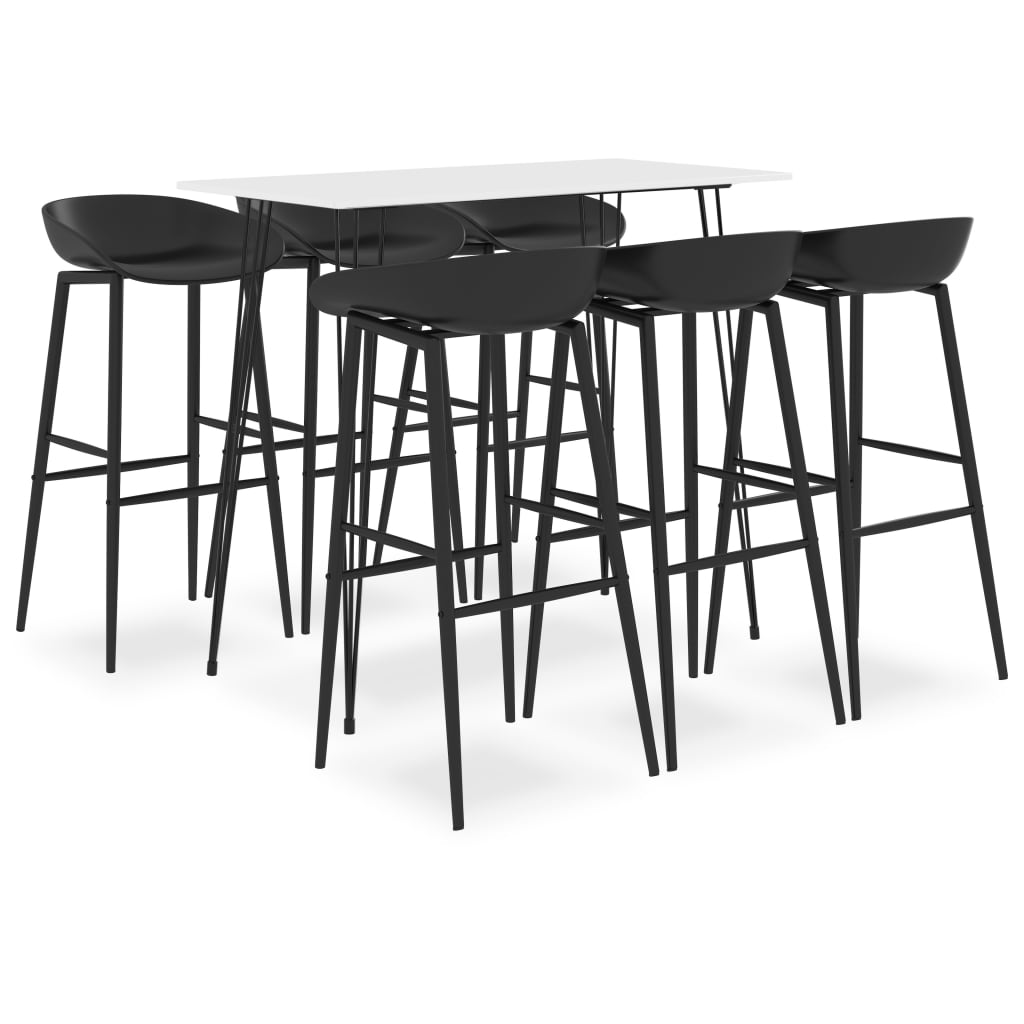  Bargrupp 7 delar vit och svart