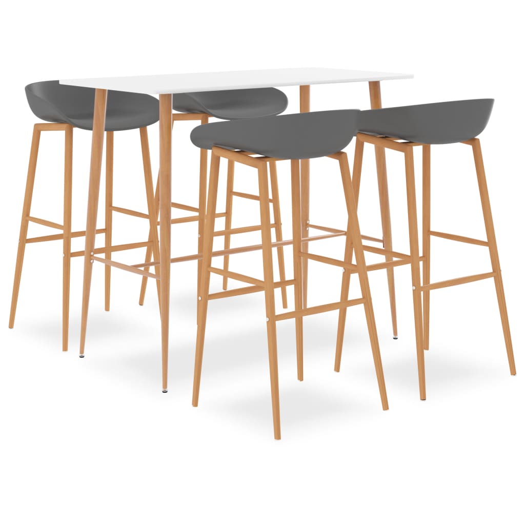  Bargrupp 5 delar vit och grå