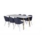 Polar Dining Table - 180*90*H75 - White / Oak, Velvet Dining Chiar - White legs - Blue Fabric_6