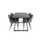 Inca Extentiontable - Black top / black Legs, Velvet Dining Chair -  Black Flower fabric_4