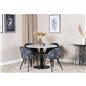 Estelle Round Dining Table ø106 H75 - White / Black, Velvet Dining Chair - Black Flower fabric_4