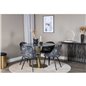 Estelle Round Dining Table ø106 H75 - Black / Brass, Velvet Dining Chair - Black Flower fabric_4