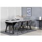 Estelle Dining Table 200*90*H76 - White / Black, Velvet Dining Chair -  Black Flower fabric_6