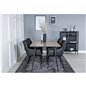 Silar Dining Table - 180 cm - "Wood Look"  Melamine / Black Legs, Comfort Dining Chair - Black / Black_4