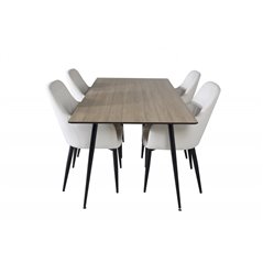 Silar Dining Table - 180 cm - "Wood Look"  Melamine / Black Legs, Comfort Dining Chair - Beige / Black_4