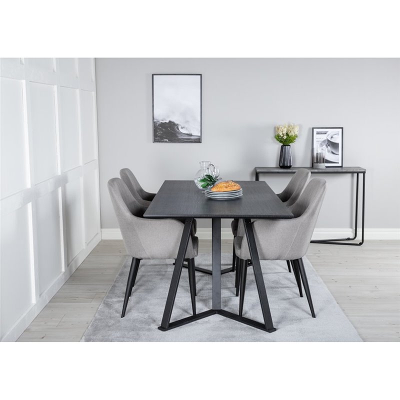 Marina Dining Table - Black top / Black Legs , Comfort Dining Chair - Grey / Black_4