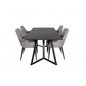 Marina Dining Table - Black top / Black Legs , Comfort Dining Chair - Grey / Black_4