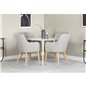 Plaza Round Table 100 cm - White top / White Legs, Comfort Dining Chair - Light Grey / Oak_4