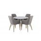 Plaza Round Table 100 cm - White top / White Legs, Comfort Dining Chair - Light Grey / Oak_4