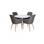 Plaza Round Table 100 cm - White top / White Legs, Comfort Dining Chair - Dark Grey / Oak_4