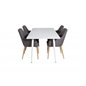 Polar Dining table 180 cm - White top / White Legs, Comfort Dining Chair - Dark Grey / Oak_4