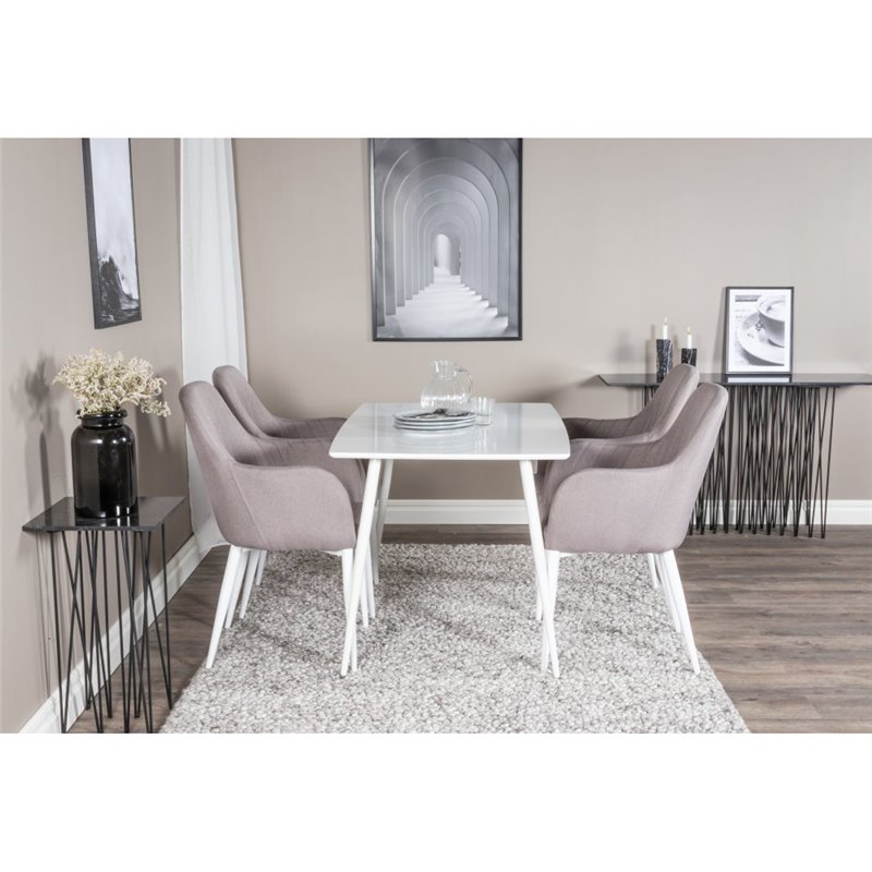 Polar Dining table 120 cm - White White, Comfort Dining Chair - Grey / White_4