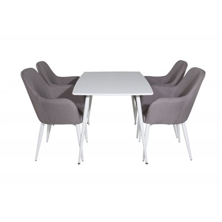 Polar Dining table 120 cm - White White, Comfort Dining Chair - Grey / White_4