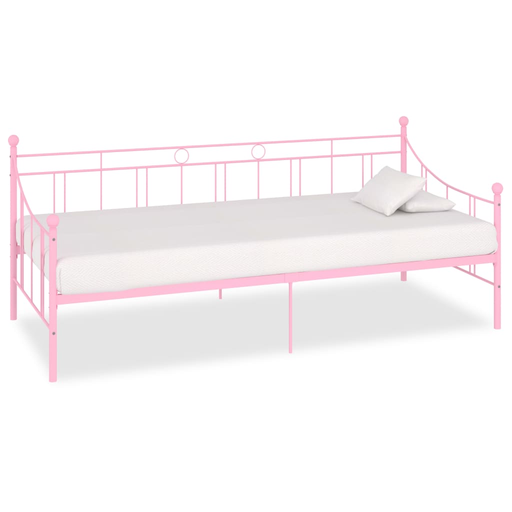  Ram till dagbädd rosa metall 90x200 cm