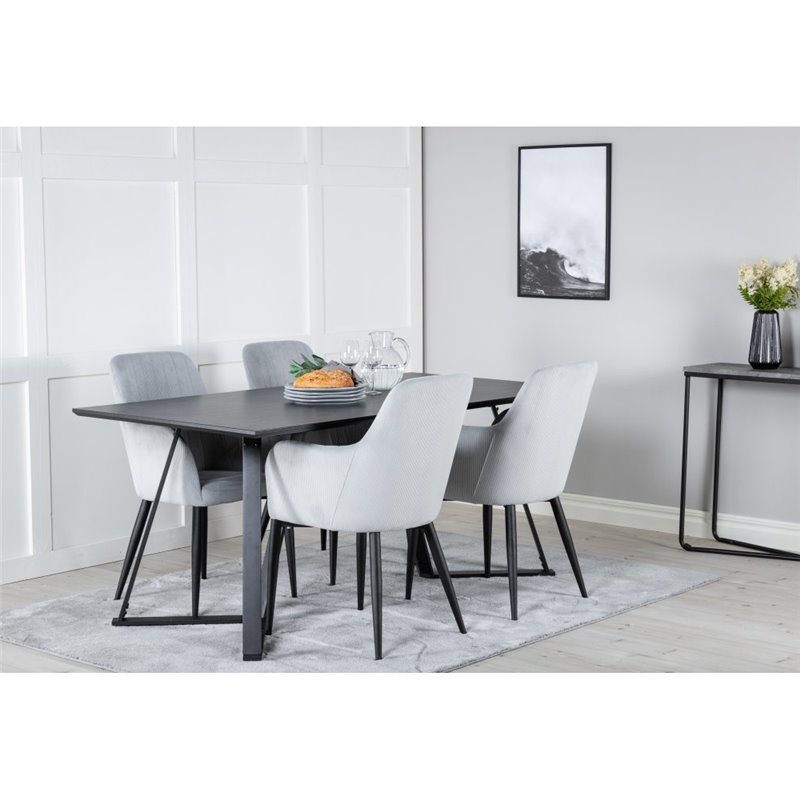 Marina Dining Table - Black top / Black Legs , Comfort Dining Chair - Grey / Black _4