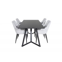 Marina Dining Table - Black top / Black Legs , Comfort Dining Chair - Grey / Black _4