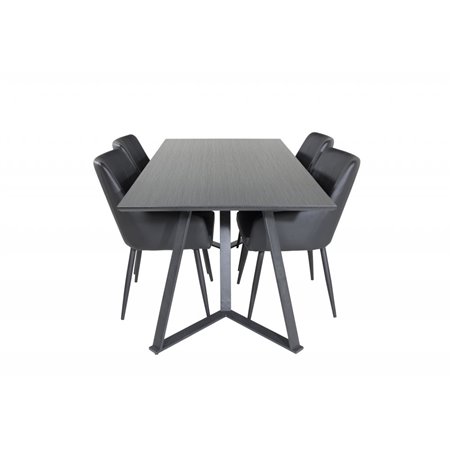 Marina Dining Table - Black top / Black Legs , Comfort Dining Chair - Black / Black_4