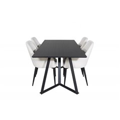 Marina Dining Table - Black top / Black Legs , Comfort Dining Chair - Beige / Black_4