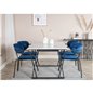 Estelle Dining Table 140*90 - White / Black, Arrow armchair - Black Legs - Blue Velvet_4