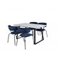 Estelle Dining Table 140*90 - White / Black, Arrow armchair - Black Legs - Blue Velvet_4