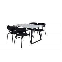 Estelle Dining Table 140*90 - White / Black, Arrow armchair - Black Legs - Black Velvet_4