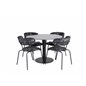 Estelle Round Dining Table ø106 H75 - Black / Black, Arrow armchair - Black Legs - Black Flower printed Fabric_4