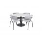 Estelle Round Dining Table ø106 H75 - White / Black, Arrow armchair - Black Legs - Grey Velvet_4