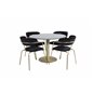 Estelle Round Dining Table ø106 H75 - Black / Brass, Arrow armchair - Brass Legs - Black Velvet_4