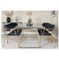 Estelle Dining Table 200*90*H76 - Grey / Brass, Arrow armchair - Brass Legs - Black Velvet_6