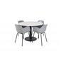 Estelle Round Dining Table ø106 H75 - White / Black, Comfort Plastic Dining Chair - Black Legs - Grey Plastic_4