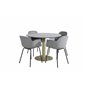 Estelle Round Dining Table ø106 H75 - Black / Brass, Comfort Plastic Dining Chair - Black Legs - Grey Plastic_4