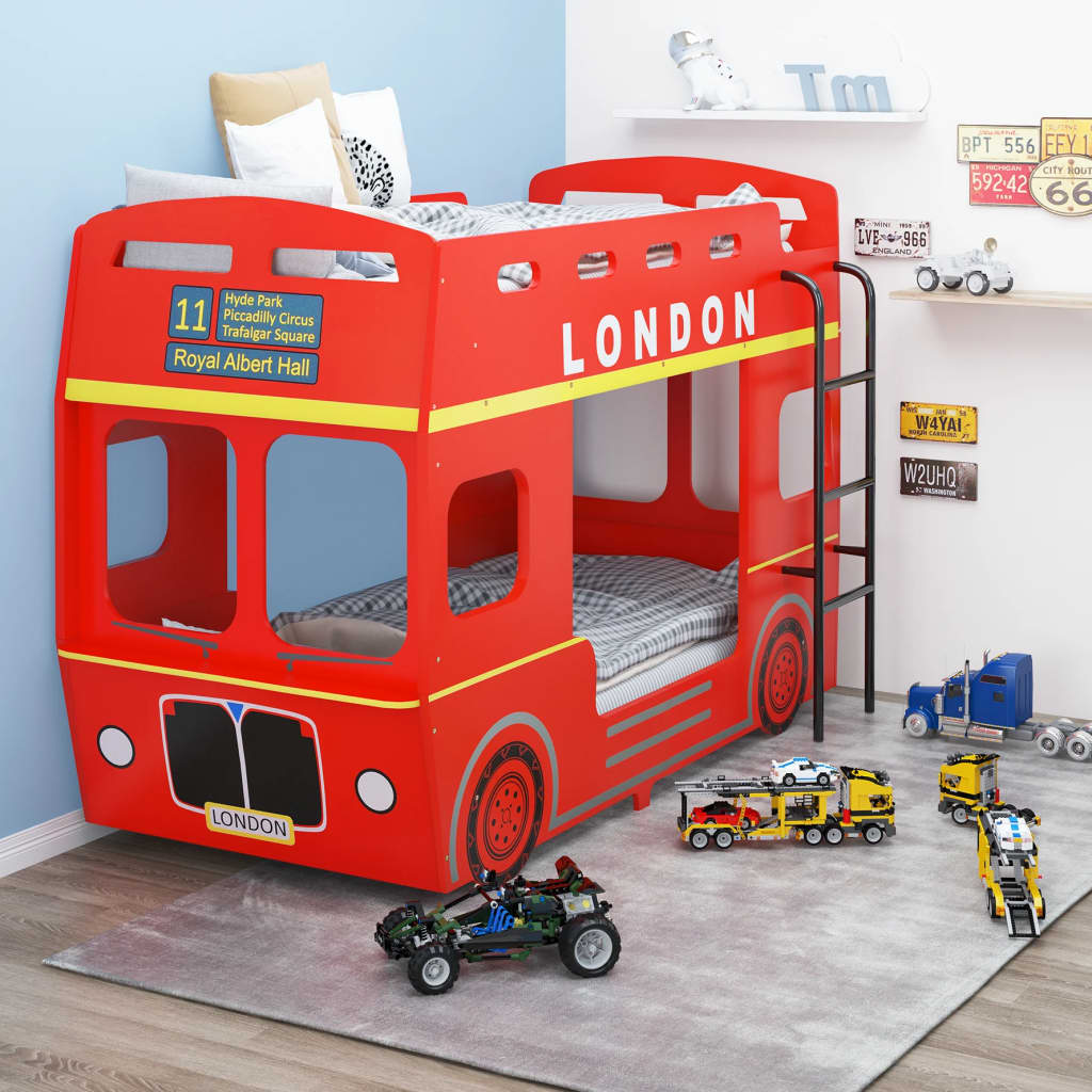  Våningssäng London Bus röd MDF 90x200 cm