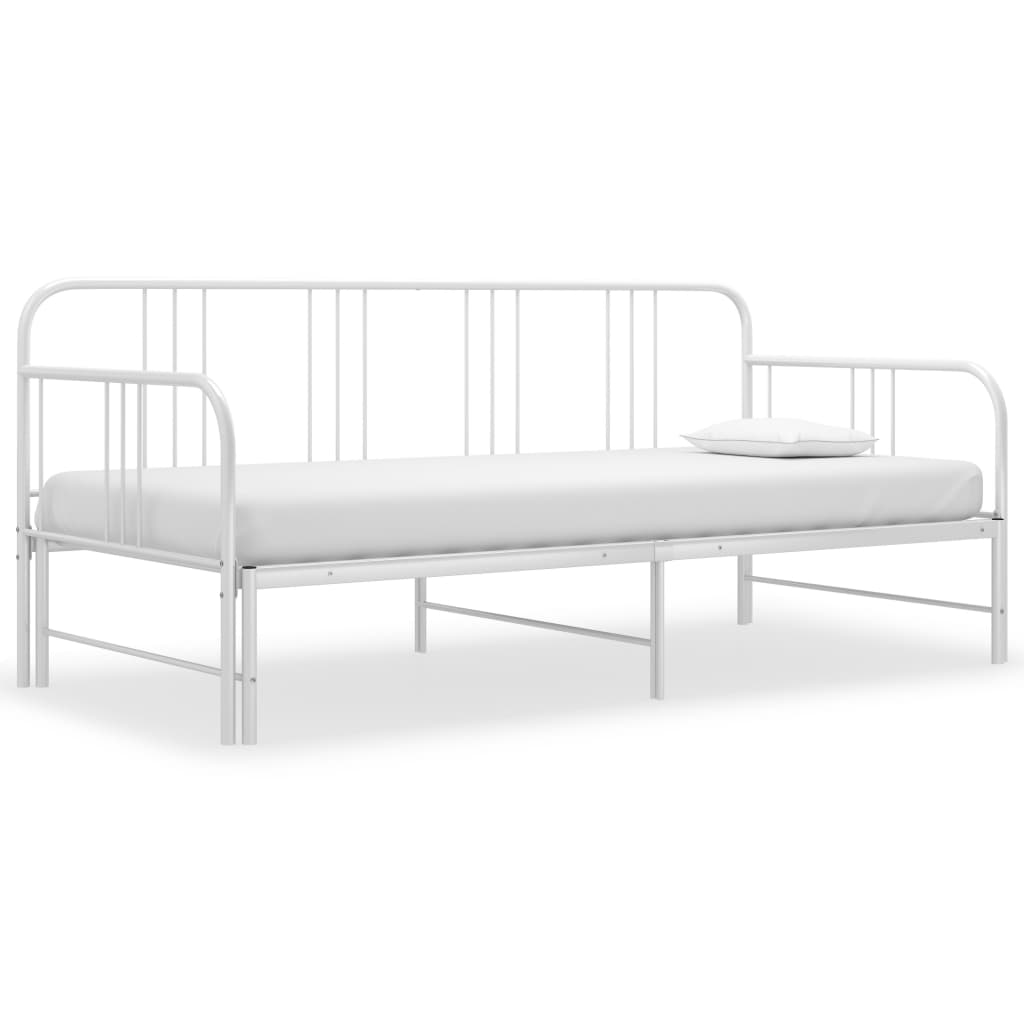  Utdragbar sängram bäddsoffa vit metall 90x200 cm