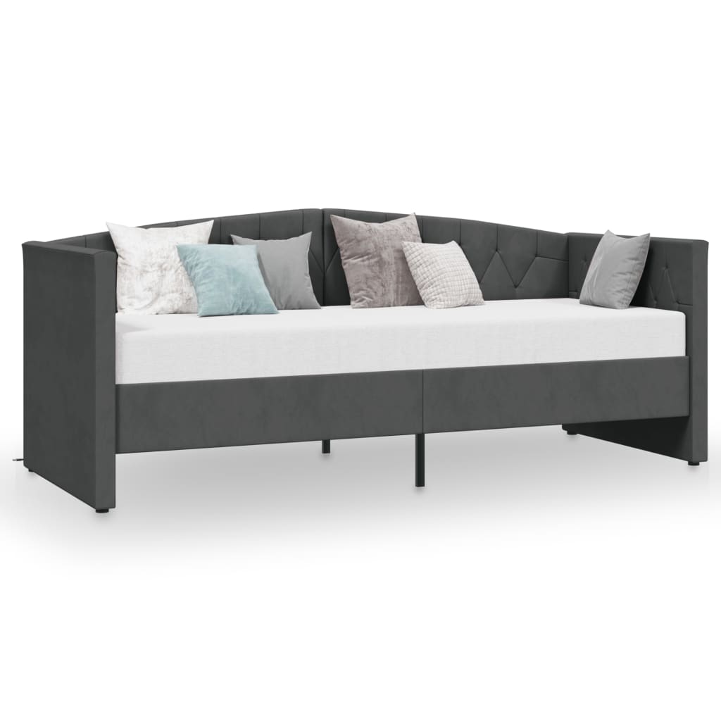  Dagbädd med USB mörkgrå sammet 90x200 cm