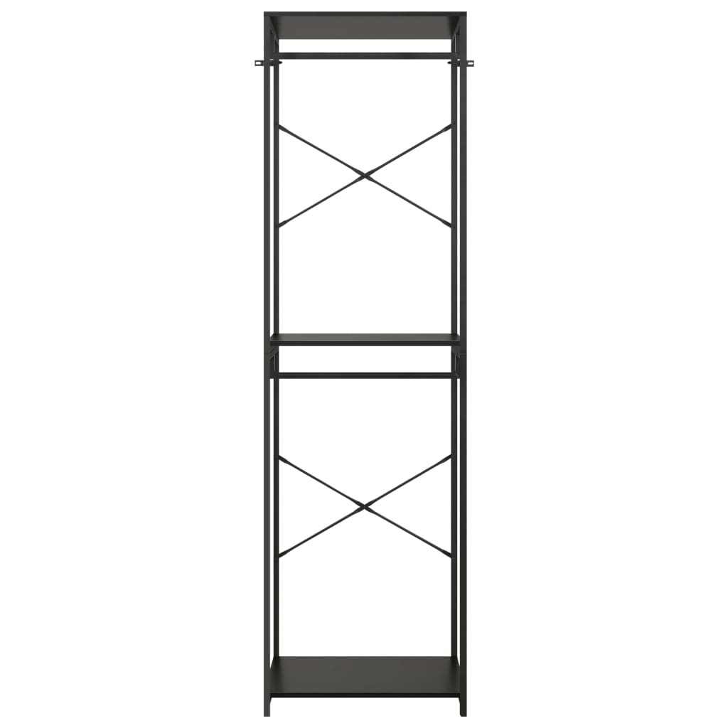  Garderob svart 60x40x213 cm metall och spånskiva