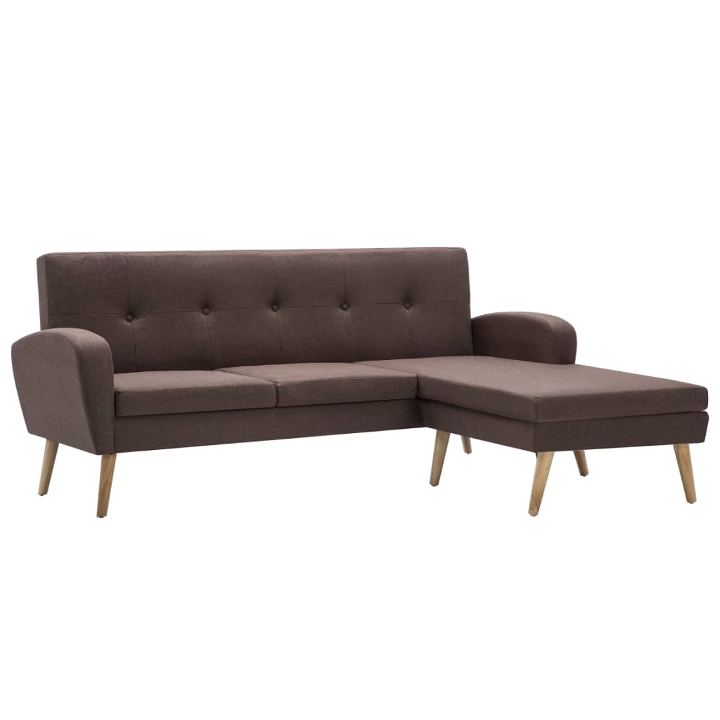  Soffa L-formad tygklädsel 186x136x79 cm brun