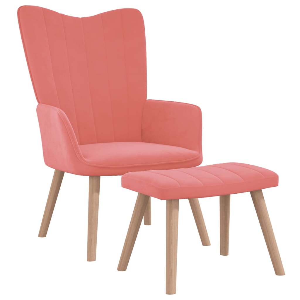  Vilstol med fotpall rosa sammet