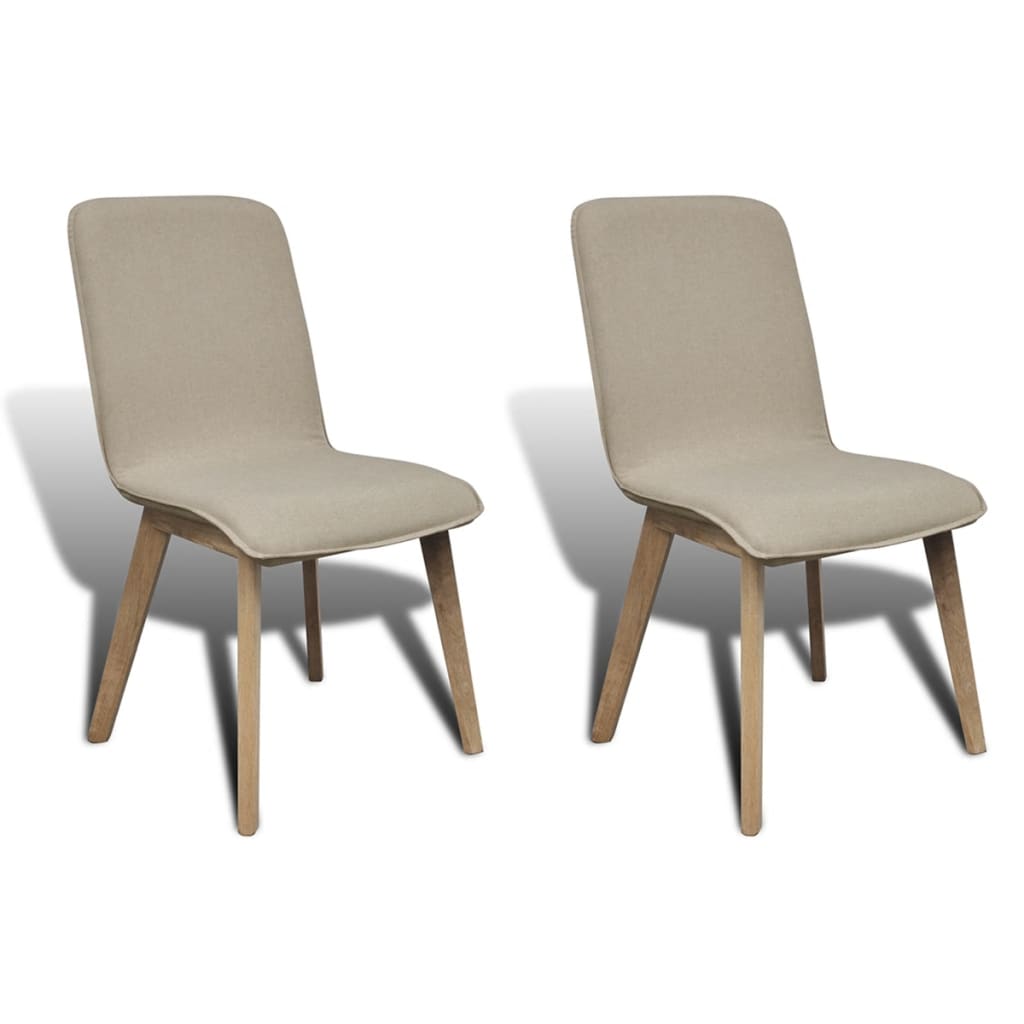  Matstolar 2 st beige tyg och massiv ek