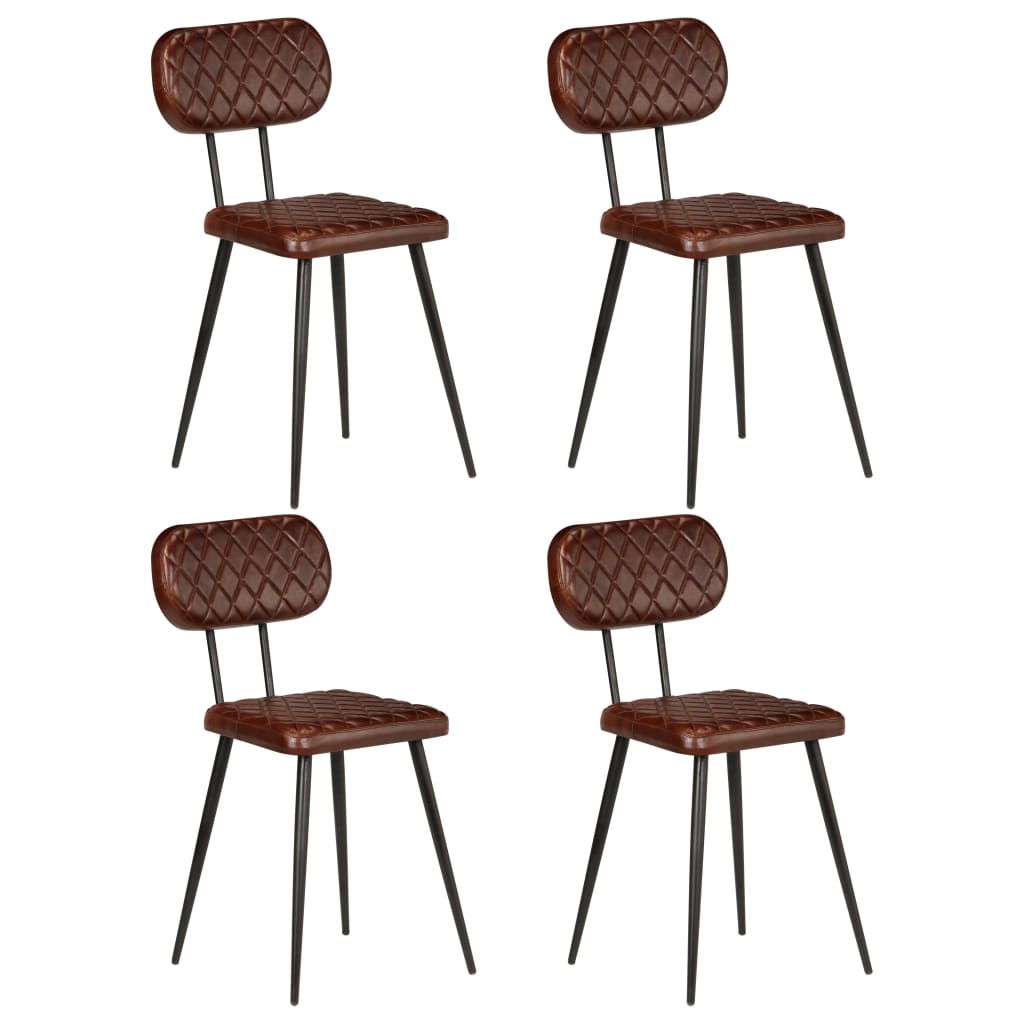  Matstolar 4 st brun äkta läder